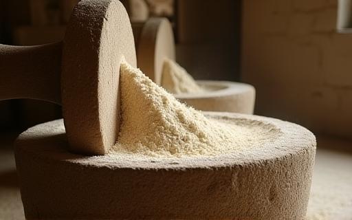 Traditional flour milling process with millstones