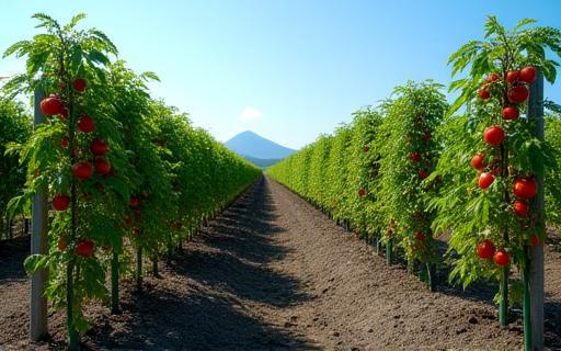 Field of San Marzano tomato plants